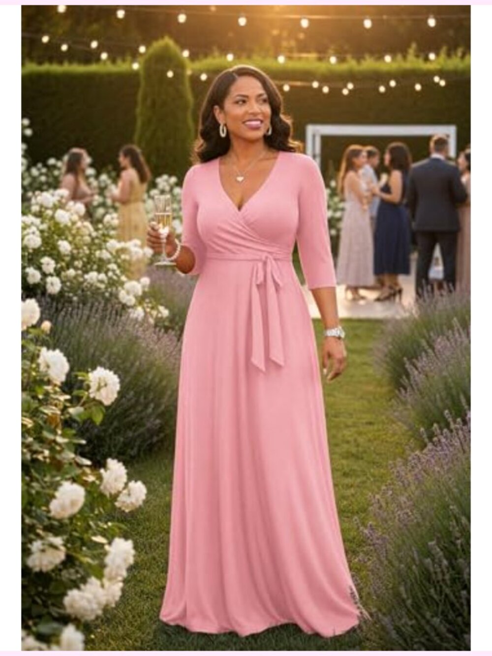 Casual Summer Maxi Dress with Hidden Pockets and Belted V-Neck - Picture 2 of 4